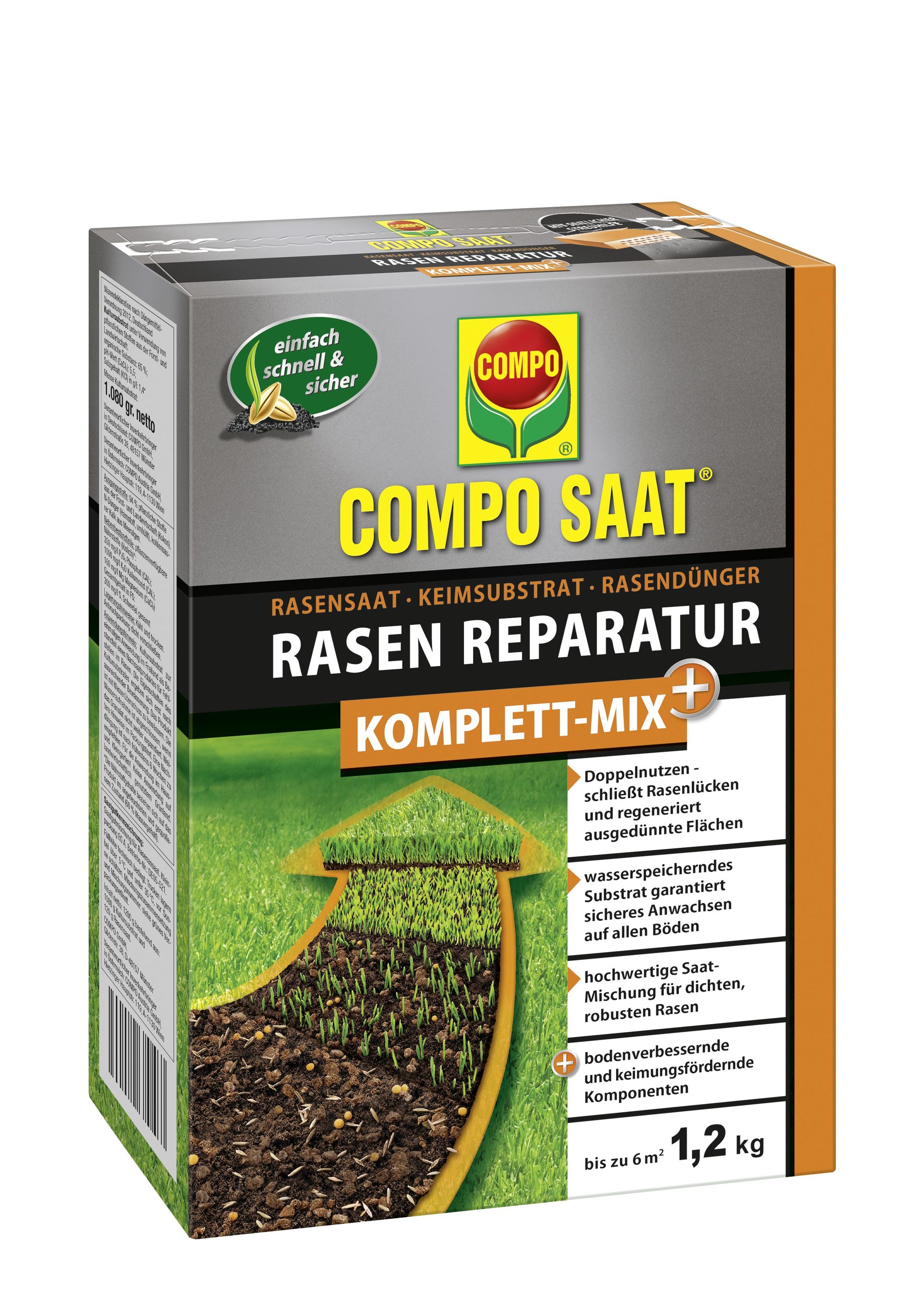 COMPO SAAT Rasen-Reparatur Komplett Mix+ 1,2kg fr 6m |  meingartencenter24.de - Garten Online Shop & Weber Grill Store
