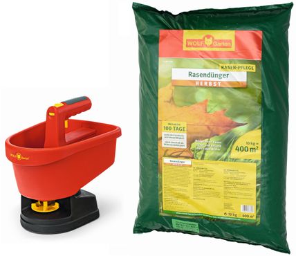 WOLF-Garten WE-B Universal-Streuer + LK-MU 400 Rasendünger Herbst