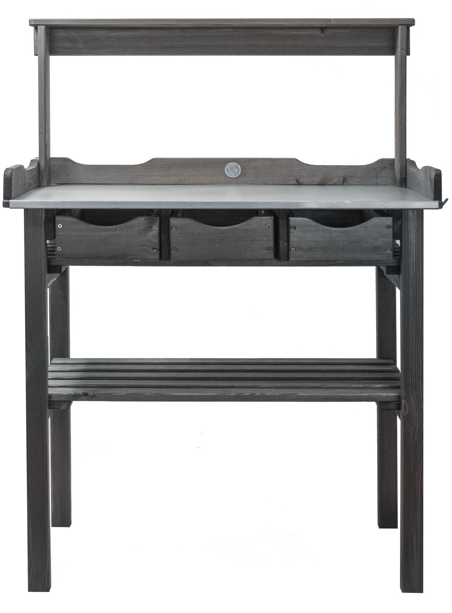 mgc24 Pflanztisch Deluxe 78x38x112cm Kiefer anthrazit/grau, verzinkte Arbeitsplatte mit 3 Schubladen Garten Online Shop & Weber Grill Store
