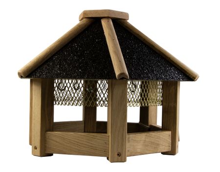 Vogelfutterhaus Eichenholz Hexagonal schwarz