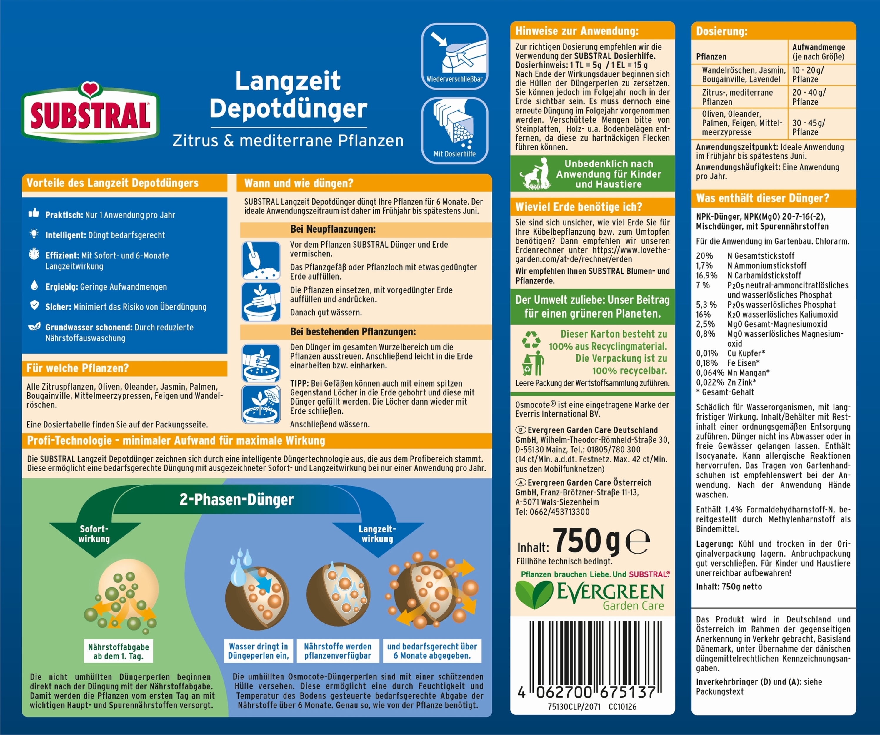Substral Langzeit Depotdnger Zitrus & mediterrane Pflanzen 750g |  meingartencenter24.de - Garten Online Shop & Weber Grill Store