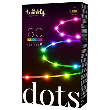 Twinkly Dots - App-gesteuerte LED-Lichterkette 3m mit 60 RGB (16 Millionen Farben) LEDs, transparentes Kabel, USB-betrieben
