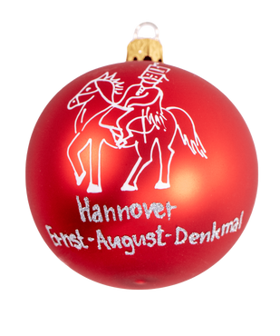 mgc24 Weihnachtskugel Glas handbemalt Ø 8cm - Motiv Hannover Ernst-August-Denkmal, rot