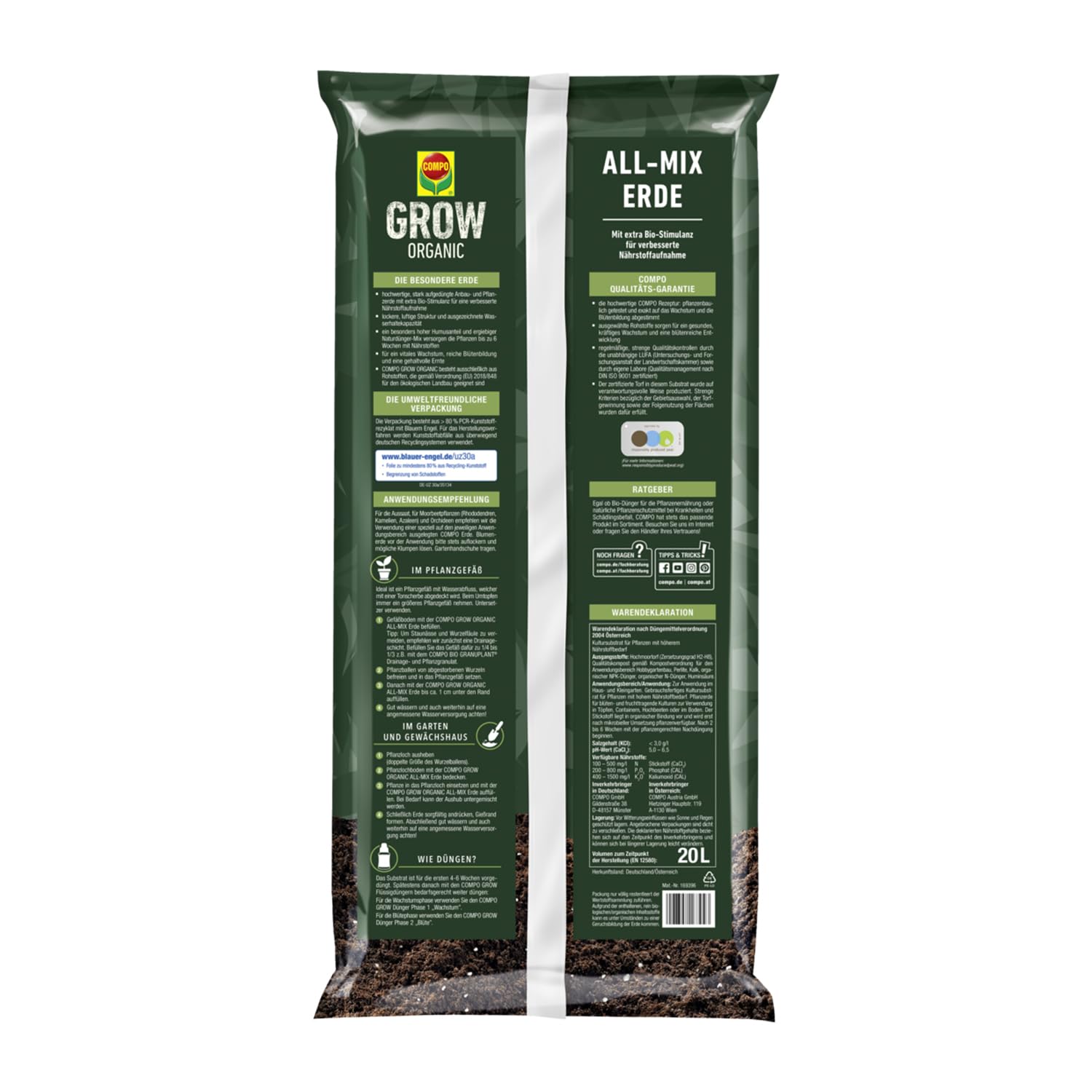 COMPO GROW Organic All-Mix Erde 20l | meingartencenter24.de - Garten Online  Shop & Weber Grill Store