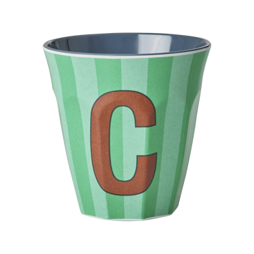 RICE Melaminbecher mit dem Buchstaben C - Streifen - Medium - 250ml
