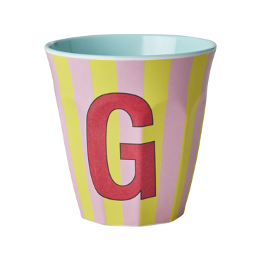 RICE Melaminbecher mit dem Buchstaben G - Streifen - Medium - 250ml