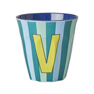 RICE Melaminbecher mit dem Buchstaben V - Streifen - Medium - 250ml