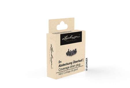 LECHUZA Abdeckung Überlauf NIDO 28 granit, 2 Stück