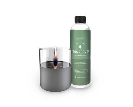 Tenderflame Geschenkset Lilly 10 Set Dark Grey + Tenderfuel 0,5l