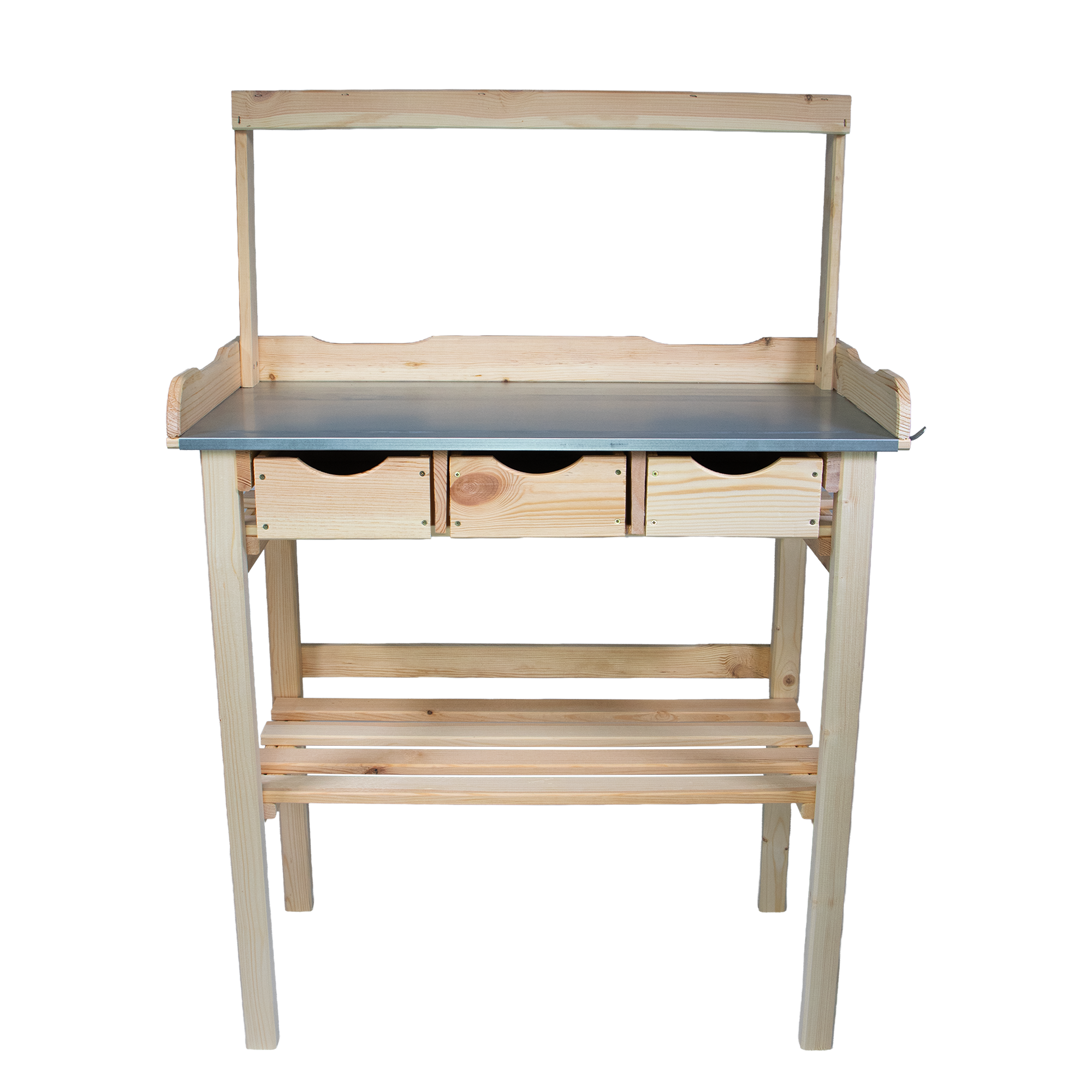 mgc24 Pflanztisch Deluxe 78x38x112cm Kiefer natur, verzinkte Arbeitsplatte mit 3 Schubladen Garten Online Shop & Weber Grill Store