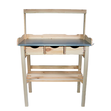 mgc24 Pflanztisch Deluxe 78x38x112cm Kiefer natur, verzinkte Arbeitsplatte mit 3 Schubladen Garten Online Shop & Weber Grill Store