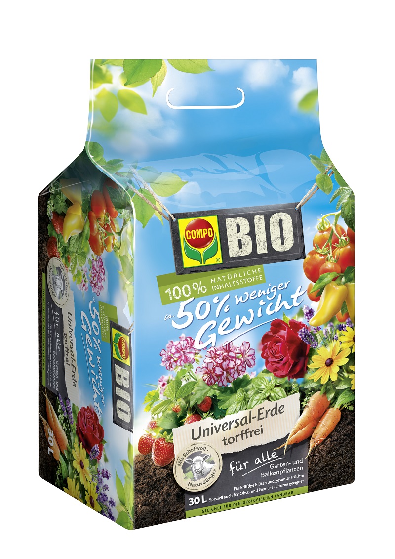 COMPO BIO Universalerde mit Schafwolle, ca. 50% weniger Gewicht, torffrei  30l | meingartencenter24.de - Garten Online Shop & Weber Grill Store