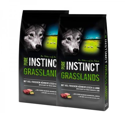 PURE INSTINCT 2x 12kg Grasslands mit Huhn & Lamm