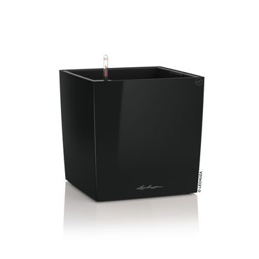 LECHUZA CUBE Premium 30 Komplettset schwarz hochglanz