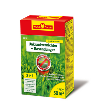 WOLF-Garten SQ 50 Unkrautvernichter plus Rasendünger 50m², 1kg